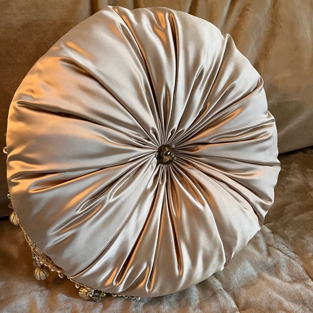 Round Nude Satin Throw Pillow